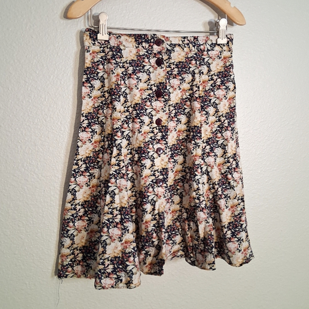 Vintage Brooks Fashions Floral Button Down Mini Skirt Juniors Medium - Picture 2 of 3